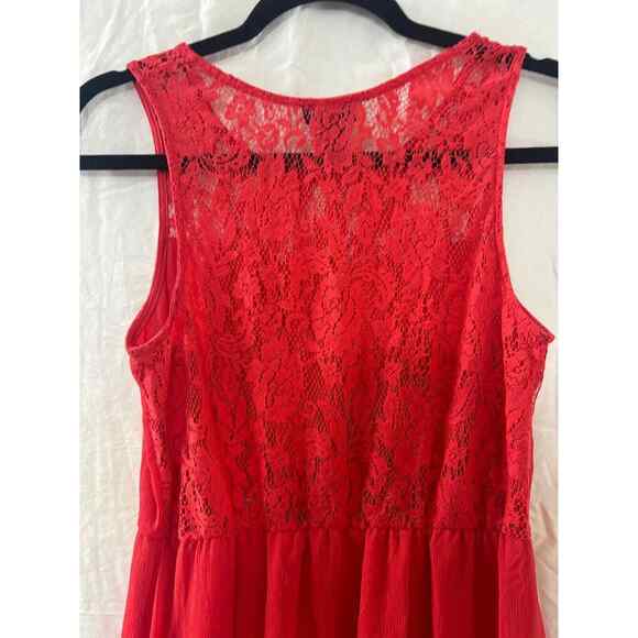 Y2k Wet Seal Lace Dress Red Boho Chic Maxi Dress Size Large Bodycon - Picture 7 of 10